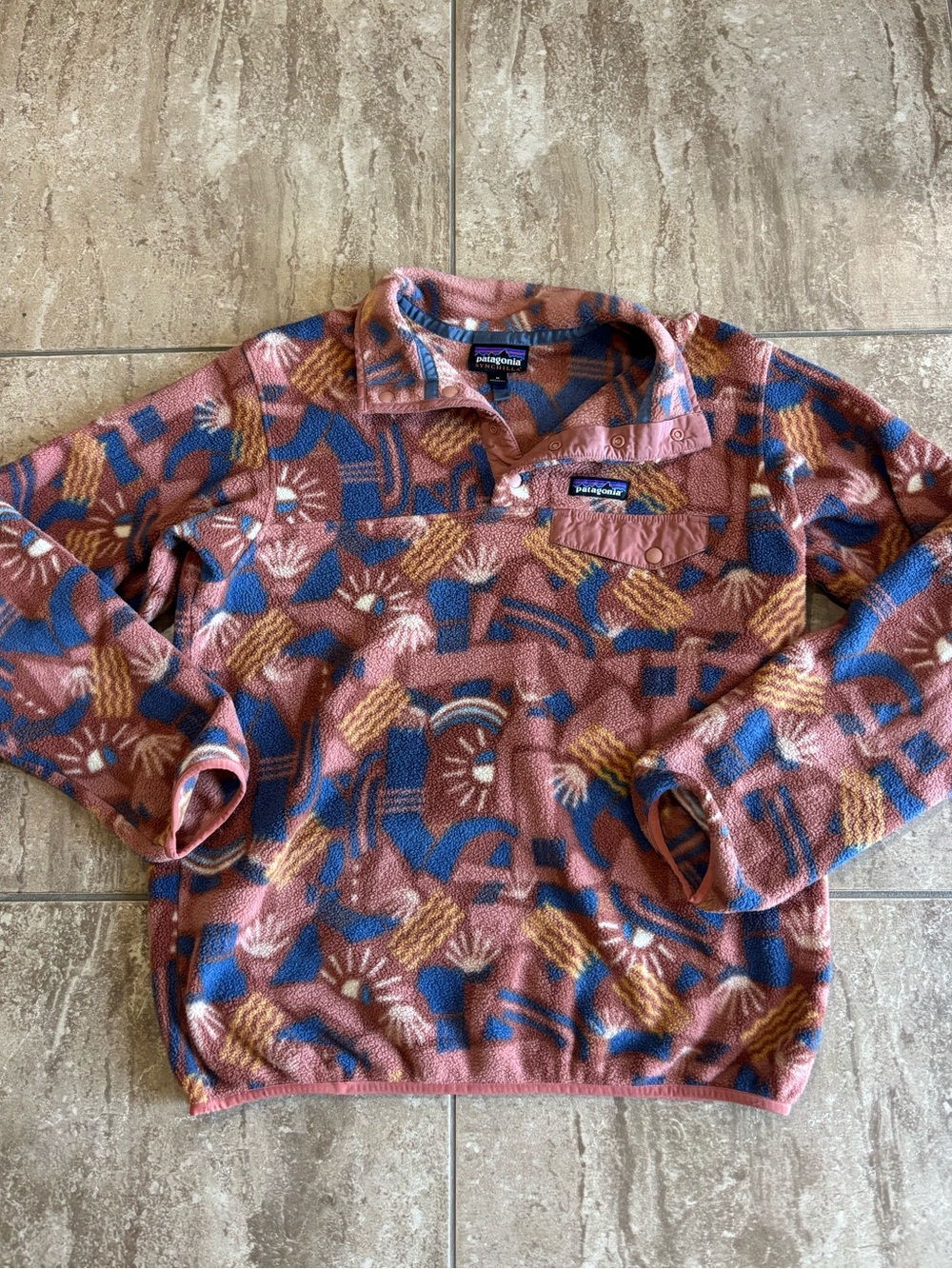 Patagonia Synchilla canyon block geometric snap T fleece pullover